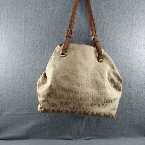 Michael Michael Kors Large Monogram Signature Beige & Brown Tote Bag - Picture 4 of 10
